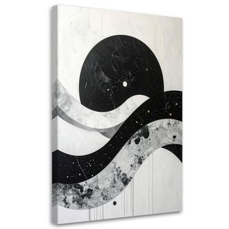 Feeby Impresi&oacute;n De Imagen, Abstracci&oacute;n C&iacute;rculo Blanco Y Negro Y Olas, 80x120