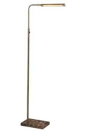 Adesso Reader LED Floor Lamp in Antique Brass at Nordstrom