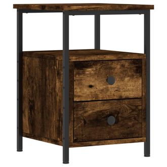 vidaXL Mesita De Noche Madera De Ingenier&iacute;a Roble Ahumado 34x35,5x50cm Vidaxl