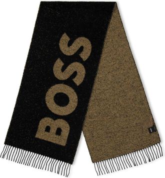 HUGO BOSS Mens Accessories Armin Oblong Scarf with Logo in Black - One Size
