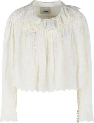 Isabel Marant Zelly White Cotton And Silk Blouse