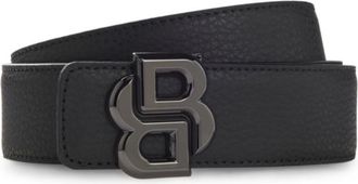 BOSS Reversible Italian leather belt with Double-B monogram buckle