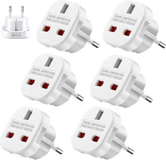 OEM 6 Adaptadores De Enchufe Brit&aacute;nico A Italiano - Adaptador De Gran Breta&ntilde;a A Ue - Adaptador Tipo G - Adaptador De Viaje Universal - Blanco