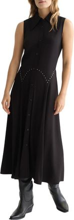 Scotch & Soda Stud Accent Sleeveless Midi Shirtdress in Meteorite at Nordstrom, Size 4 Us