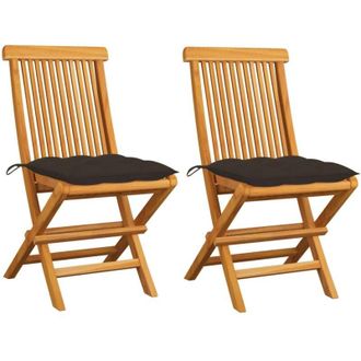 vidaXL Vidaxl - Sillas De Jard&iacute;n 2 Uds Madera De Teca Con Cojines Gris Taupe
