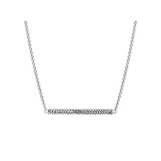 Gold & Honey Womens Diamond Cut Bar Necklace In Silver