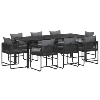 vidaXL Conjunto De Comedor De Jard&iacute;n 9 Pcs Negro Y Antracita Vidaxl