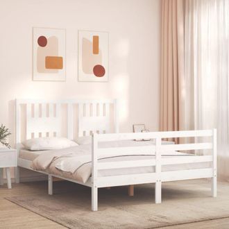 Berkfield Home Bed Frame with Headboard White 140x190 cm Solid Wood