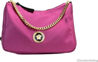 Versace Versace Small Dahlia Nylon Fabric Medusa Pendant Crossbody Shoulder Purse Womens Bag