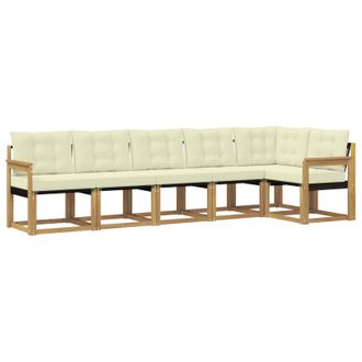 vidaXL Conjunto De Sof&aacute;s De Exterior Con Coj&iacute;n 6 Pcs Blanco Y Crema Vidaxl