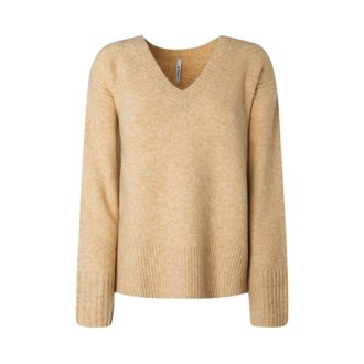 Pepe Jeans London V-neck Knitwear, female, Beige, Size: XS Beige V-Neck Knitwear Fall/Winter Collection