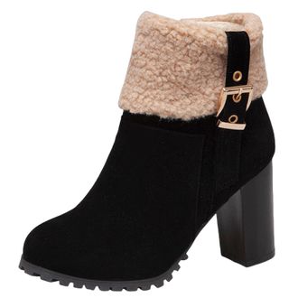 Generic Boots for Women Uk Ankle Warm Boots Soft and Comfortable Can Adapt To The Cold and Harsh Environment Womens Lace Up Boots (Black, 4.5)