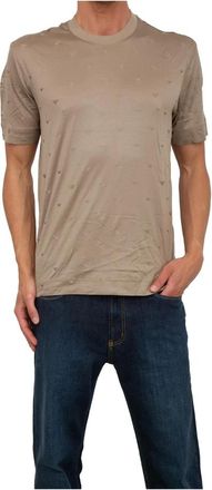 Emporio Armani Tops, Heren, Beige, S, Katoen, Beige T-Shirt Casual Mode Stijl