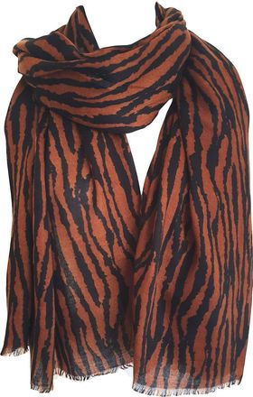 GlamLondon Womens Zebra Print Scarf Animal Stripes Multi Purpose Wrap (Coffee)
