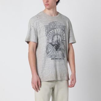 Golden Goose Grey vintage-effect T-shirt with print