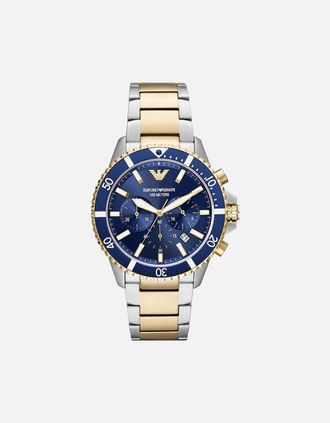 Emporio Armani Mens Emporio Armani AR11362 Chronograph Diver Two Tone Mens Watch - Blue
