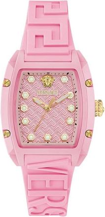 Versace Dominus Ceramic Strap Watch, 44mm x 36mm in Pink at Nordstrom