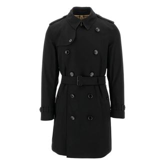 Burberry Zwarte Kensington Stijlvol Model - Heren - Trenchcoats - Zwart - XL - Jassen