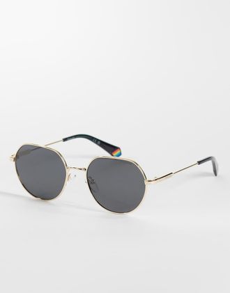 Polaroid Sunglasses Polaroid - Occhiali da sole rotondi dorati con lenti polarizzate grigie-Oro