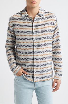 Krost Speckled Stripe Knit Button-Up Shirt in Grey Multi at Nordstrom, Size Xx-Large