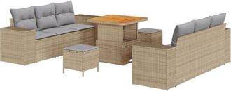vidaXL Vidaxl - Garden Sofa Set 9 pcs Beige and light grey 80 x 80 x 71 cm