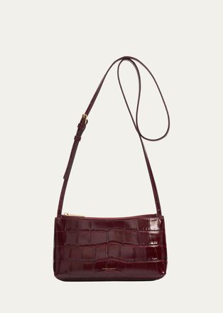 Mansur Gavriel Mini Gaia Croc-Embossed Leather Crossbody Bag
