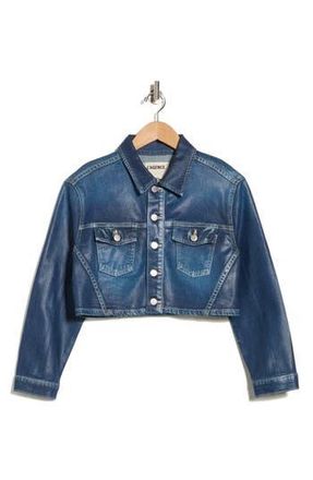 L'agence Genevie Crop Coated Denim Jacket in Ladera Coated at Nordstrom Rack, Size Xx-Small