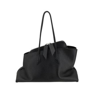 The Attico Shoulder Bags, female, Black, ONE SIZE, Pebbled Leather Tote Model Th250Wah00054