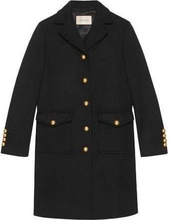 Gucci (WMNS) Gucci Wool Coat With Double G Black 494500-ZHW03-1000