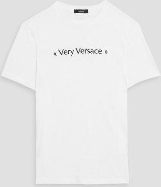 Tシャツ・カットソー VERSACE Men T-shirt White 10084811A08489 1W000 Logo T-Shirt White,Print | VERSACE