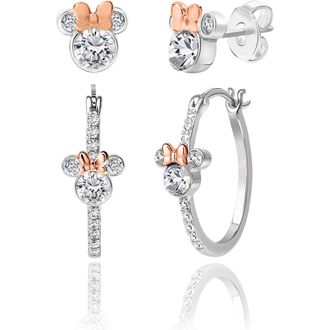 Disney Mommy & Me Silver Plated Hoops and Stud Earrings Set at Nordstrom