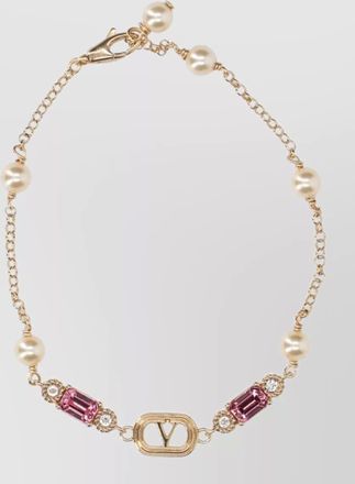 Valentino Garavani bracelet gold tone pearls gemstones design