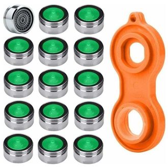 OEM Juego De 15 Aireadores De Grifo Ahorradores De Agua, Boquilla M24, Material De Lat&oacute;n Cromado De Alta Calidad + 1 Aireador De Grifo Universal - Crezuo