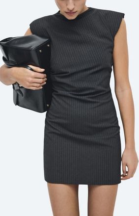 Mango Cutout Pinstripe Minidress in Grey at Nordstrom, Size 10