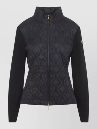 Moncler high collar long sleeve quilted coat