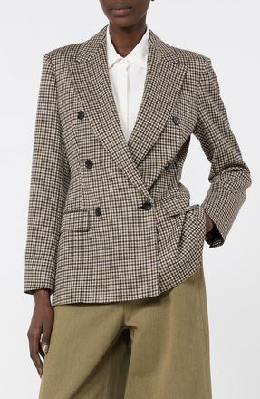 Max Mara Double Breasted Jacquard Knit Jacket in Pink Black at Nordstrom, Size 12