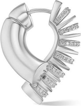 Tabayer Oera Half Rib Diamond Hoop Earrings in White Gold at Nordstrom