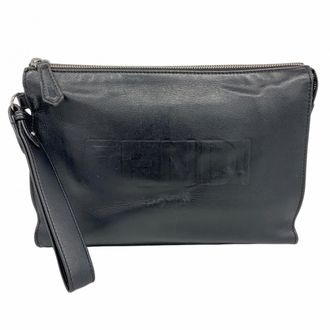 Fendi Black Leather Clutch Bag (Pre-Owned)