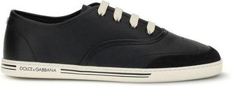 Dolce & Gabbana Black Calf Leather Bos Taurus Low Top Mens Sneakers