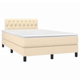 vidaXL Vidaxl - Cama Box Spring Con Colch&oacute;n Tela Color Crema 120x190 Cm