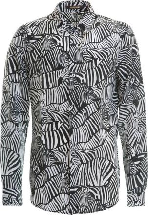 Roberto Cavalli Black All-Over Print Silk-Blend Shirt, Brand Size 40 ( Neck Size 15.75 )