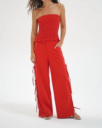 LnA Delia Tie Side Pant In Red Chambray