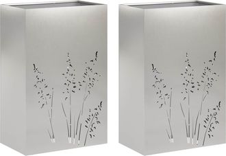 vidaXL Macetero De Jard&iacute;n 2 Uds. Plateado 50 X 30 X 75 Cm Vidaxl