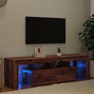 Berkfield Home TV Cabinet with LED Lights Old Wood 140x36.5x40 cm Engineered Wood in Brown