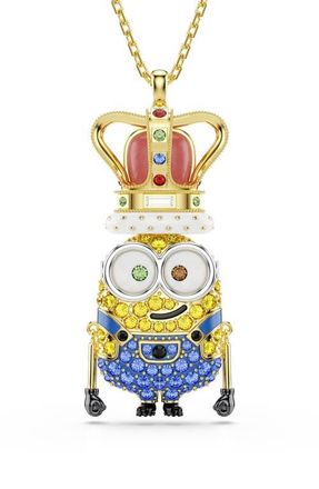 Swarovski Minions King Bob Crystal Pendant Necklace in Gold/Multi at Nordstrom
