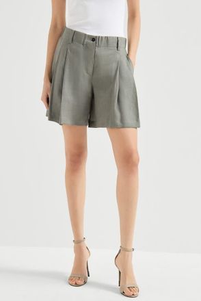 Brunello Cucinelli Linen shorts in Khaki at Nordstrom, Size Xx-Large Eu