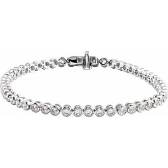 Diamond2Deal 14k White Gold 3 1/2 CTW Lab-Grown Diamond Bezel-Set Bracelet 7
