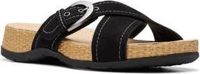 Clarks Reileigh May Slide Sandal in Black Nubuck at Nordstrom Rack, Size 6.5