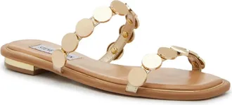 Steve Madden Womens Steve Madden Karlie Sandals Gold Square Toe Slip On Slide ZAP2223