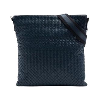 Bottega Veneta Pre-owned Woven Nappa Crossbody Bag - Dames - Pre-owned - Blauw - Maat: ONE Size Leer